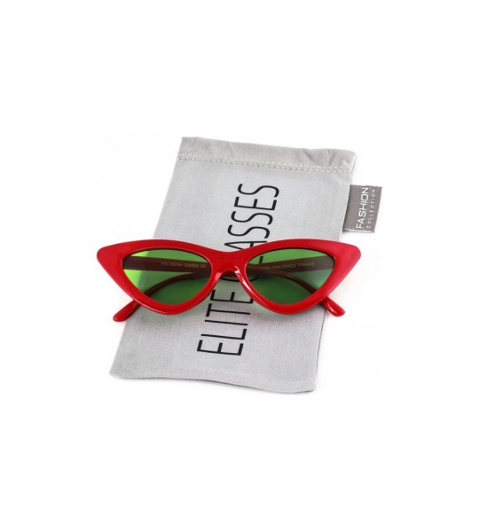 Goggle Cat Eye Sunglasses Clout Goggle Sexy Women Exaggerated Slim Frame Colorful Tinted Lens - Red/Green - C5189RNIQNZ $17.83