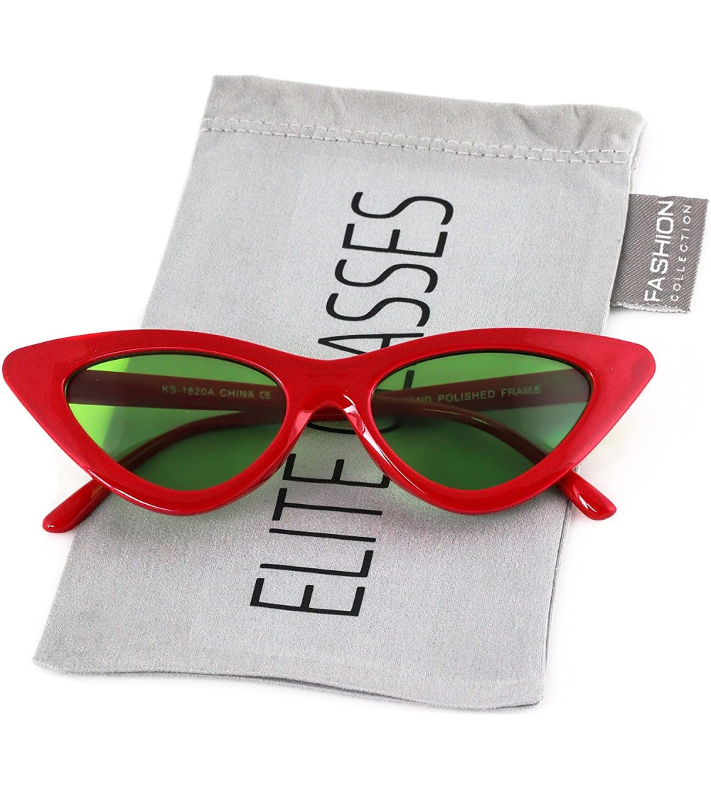 Goggle Cat Eye Sunglasses Clout Goggle Sexy Women Exaggerated Slim Frame Colorful Tinted Lens - Red/Green - C5189RNIQNZ $17.83