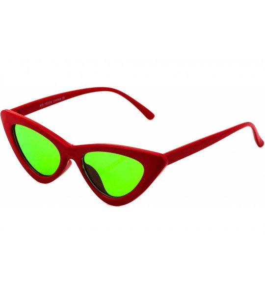 Goggle Cat Eye Sunglasses Clout Goggle Sexy Women Exaggerated Slim Frame Colorful Tinted Lens - Red/Green - C5189RNIQNZ $17.83