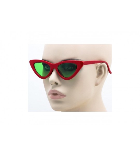 Goggle Cat Eye Sunglasses Clout Goggle Sexy Women Exaggerated Slim Frame Colorful Tinted Lens - Red/Green - C5189RNIQNZ $17.83