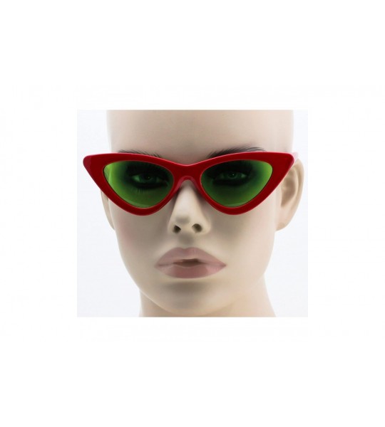 Goggle Cat Eye Sunglasses Clout Goggle Sexy Women Exaggerated Slim Frame Colorful Tinted Lens - Red/Green - C5189RNIQNZ $17.83