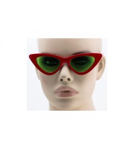 Goggle Cat Eye Sunglasses Clout Goggle Sexy Women Exaggerated Slim Frame Colorful Tinted Lens - Red/Green - C5189RNIQNZ $17.83