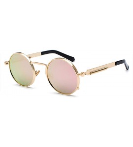 Oversized Clear Red Sunglasses Men Steampunk 2019 Metal Frame Retro Vintage Round Sun Glasses Women Black Uv400 - Rose Gold -...