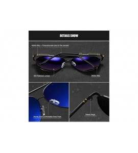 Sport Polarized Oval Sunglasses for Mens Driving Fishing Blue lens UV 400 Protection Alloy Black Frame - Black - CG18AUSIG6I ...