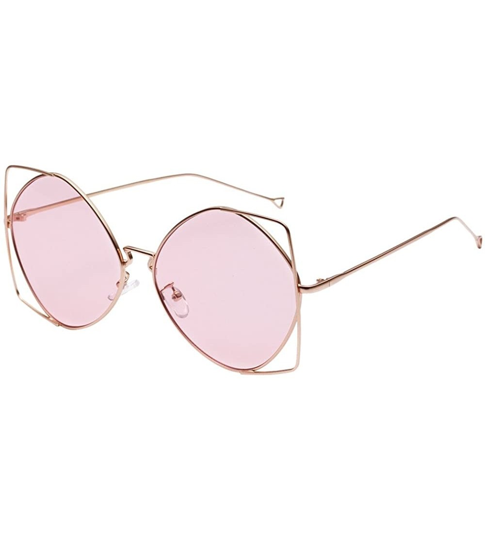 Semi-rimless Mens Womens Sun Glasses Irregular Metal Frame Retro Vintage Style Unique Sunglasses Eyeglasses - Pink - CO196IYH...