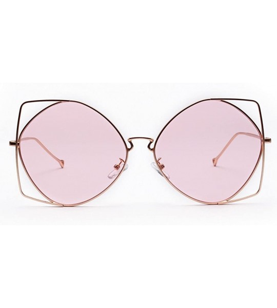 Semi-rimless Mens Womens Sun Glasses Irregular Metal Frame Retro Vintage Style Unique Sunglasses Eyeglasses - Pink - CO196IYH...