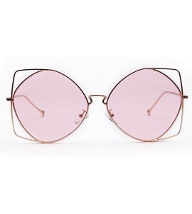 Semi-rimless Mens Womens Sun Glasses Irregular Metal Frame Retro Vintage Style Unique Sunglasses Eyeglasses - Pink - CO196IYH...