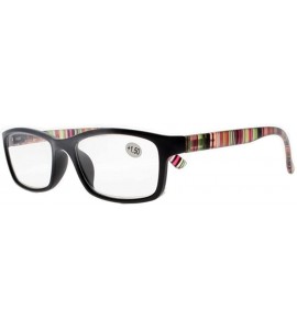 Square Square Colorful Thin Frame Colorful Stripe Legs Reading Glasses Readers - Black - CQ185EAAI3T $18.90