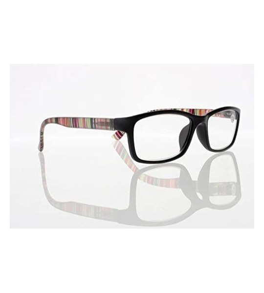 Square Square Colorful Thin Frame Colorful Stripe Legs Reading Glasses Readers - Black - CQ185EAAI3T $18.90