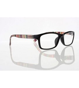 Square Square Colorful Thin Frame Colorful Stripe Legs Reading Glasses Readers - Black - CQ185EAAI3T $18.90