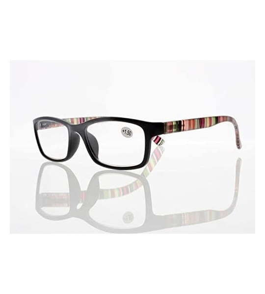 Square Square Colorful Thin Frame Colorful Stripe Legs Reading Glasses Readers - Black - CQ185EAAI3T $18.90