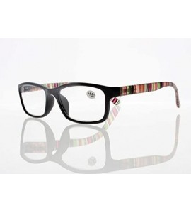 Square Square Colorful Thin Frame Colorful Stripe Legs Reading Glasses Readers - Black - CQ185EAAI3T $18.90