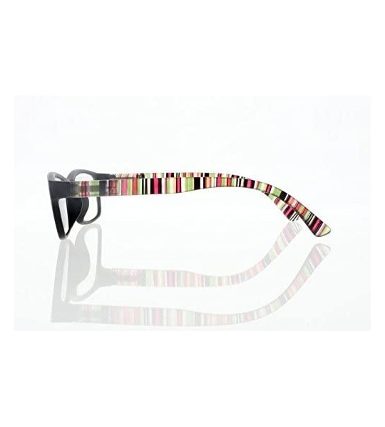 Square Square Colorful Thin Frame Colorful Stripe Legs Reading Glasses Readers - Black - CQ185EAAI3T $18.90