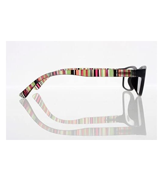 Square Square Colorful Thin Frame Colorful Stripe Legs Reading Glasses Readers - Black - CQ185EAAI3T $18.90