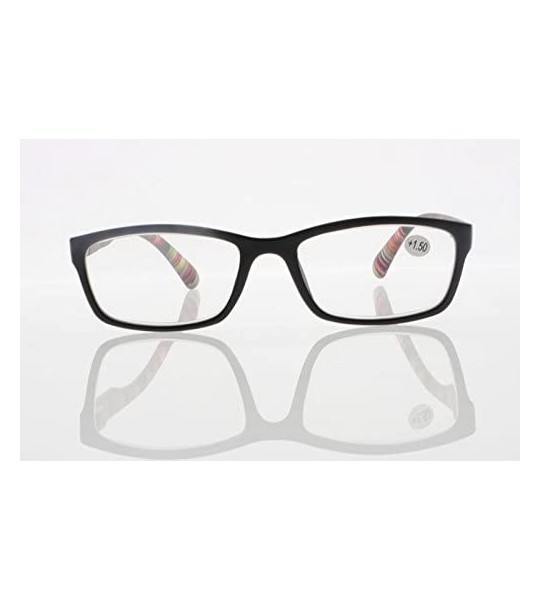 Square Square Colorful Thin Frame Colorful Stripe Legs Reading Glasses Readers - Black - CQ185EAAI3T $18.90