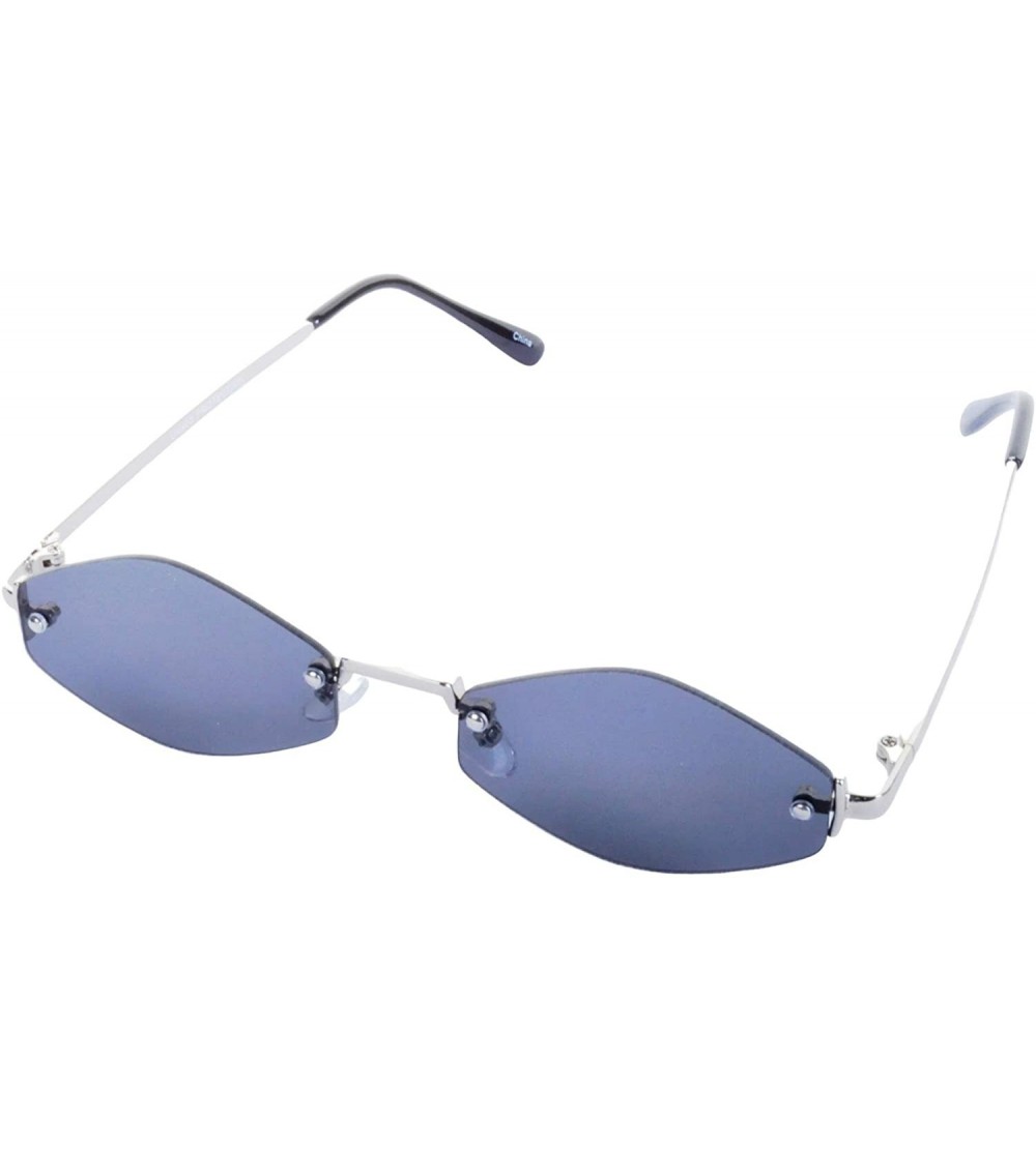 Rimless Rimless Diamond Frame Sunglasses - Silver Frame/Grey Lens - CP199QDW3N7 $34.16