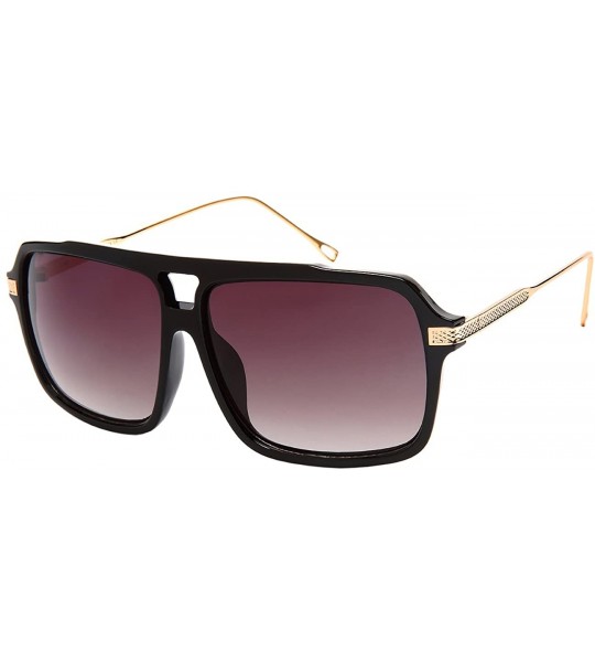 Square Men's Sleek Classic Square Sunnies w/Gradient Lens 1303-AP - Black - C8183MWUAGQ $20.25