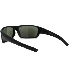 Sport Mens Green Tempered Glass Lens Warp Biker Sport Sunglasses - Matte Black - CY18A9IOOQE $19.41