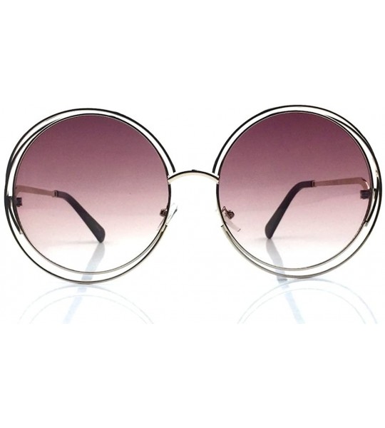 Oval Retro Oversized X Large Metal Frame Huge Oval Gradient Lenses Sunglasses Carlina - Gold Frame Pink - CZ1263XAV1L $13.51