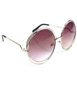 Oval Retro Oversized X Large Metal Frame Huge Oval Gradient Lenses Sunglasses Carlina - Gold Frame Pink - CZ1263XAV1L $13.51