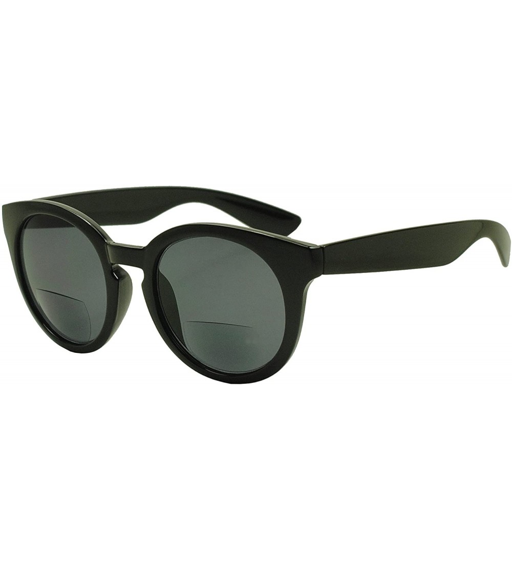 Round Womens Small Oval Casual Bi-Focal Sun Readers Sunglasses Rx Power +150 - +300 - Black (Style 2) - C912O8GSFE0 $20.35