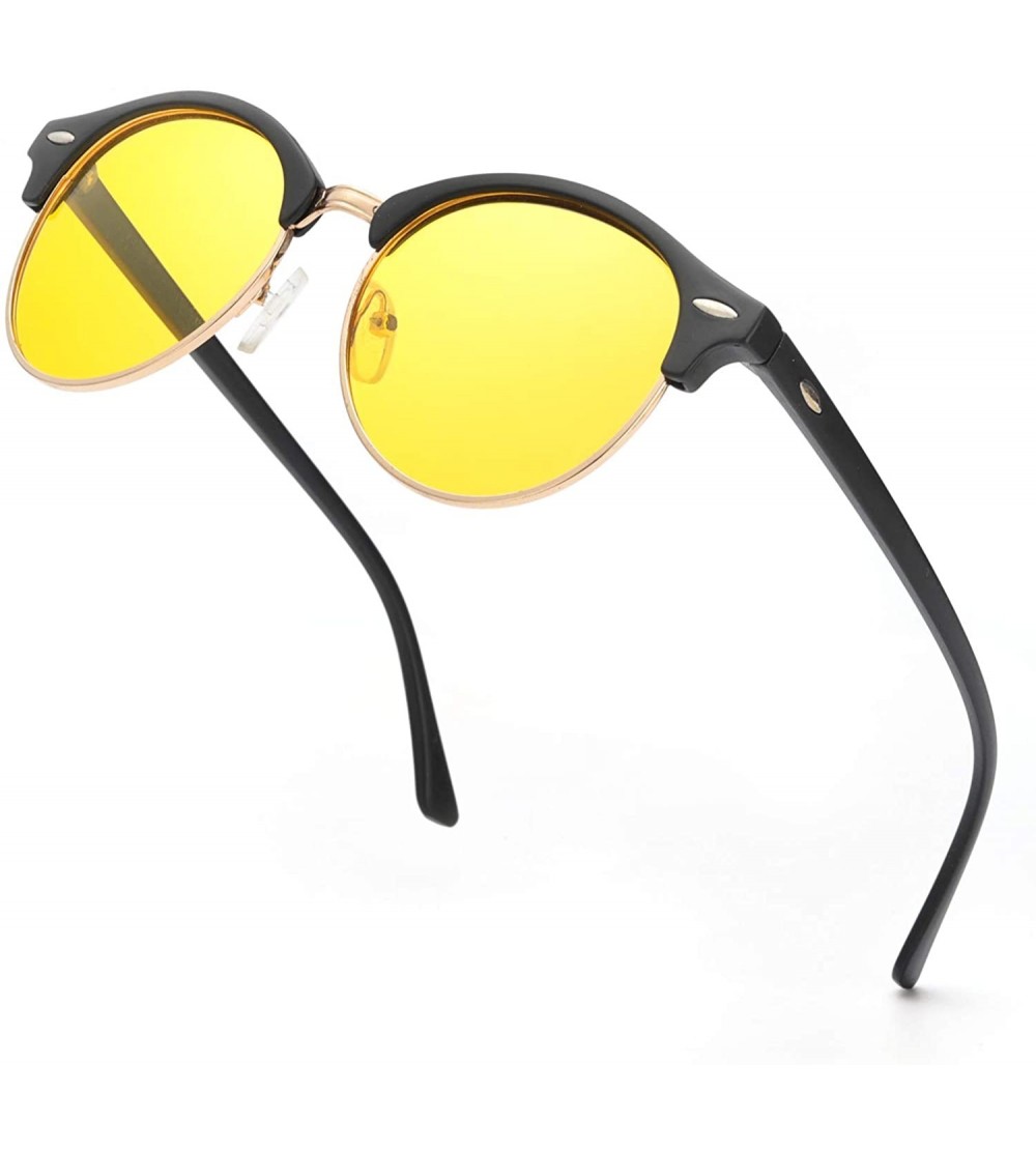 Round Night-driving Glasses for Men Women - Anti-Glare Polarized Yellow Lens Night-vision Glasses for Driving - C618UW0QG3U $...