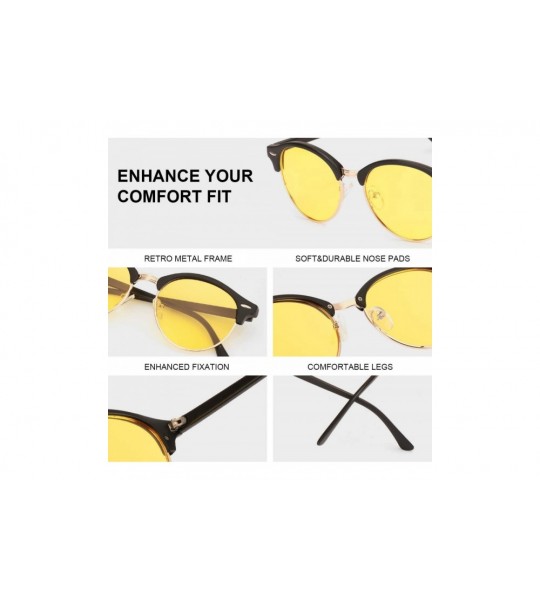 Round Night-driving Glasses for Men Women - Anti-Glare Polarized Yellow Lens Night-vision Glasses for Driving - C618UW0QG3U $...