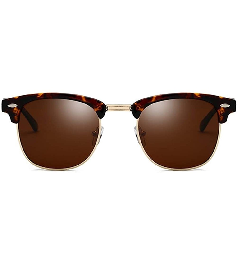 Rimless Men Women Polarized Sunglasses Semi-Rimless Frame Classic Sunglasses - Brown - CU18RL536WI $19.90