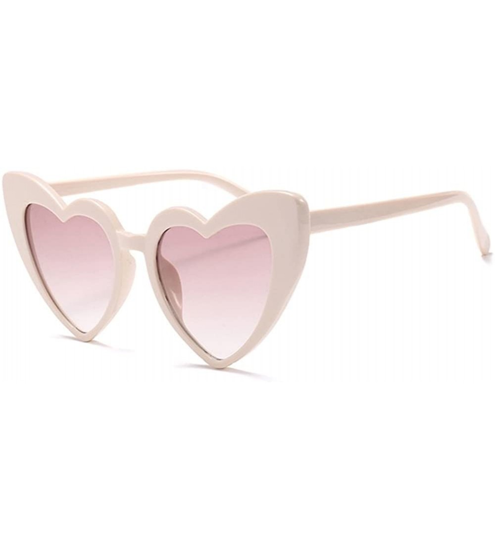 Cat Eye Fashion Culture Women's Lolita Heart Cat Eye Mirrored Sunglasses - Pink - CU18CNH3QXK $26.37