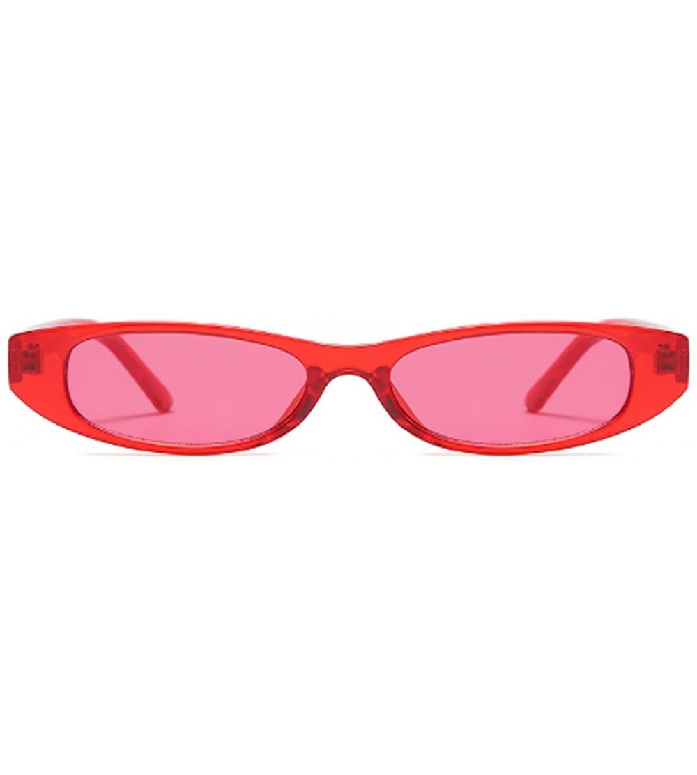 Oval Vintage Small Sunglasses Fashion Narrow Oval Frame eyewea for neutral - Red - C018DTK2ZY6 $20.51