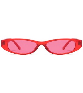 Oval Vintage Small Sunglasses Fashion Narrow Oval Frame eyewea for neutral - Red - C018DTK2ZY6 $20.51