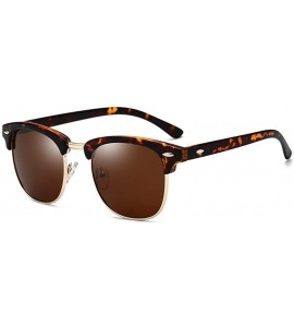 Rimless Men Women Polarized Sunglasses Semi-Rimless Frame Classic Sunglasses - Brown - CU18RL536WI $19.90