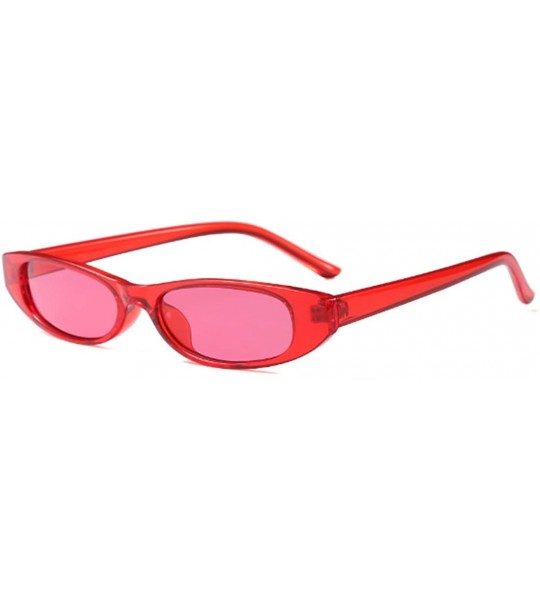 Oval Vintage Small Sunglasses Fashion Narrow Oval Frame eyewea for neutral - Red - C018DTK2ZY6 $20.51