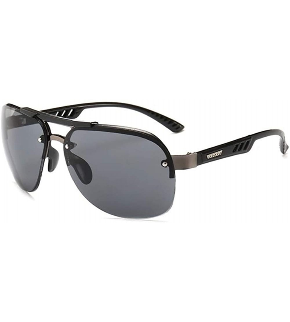Round Men Large Pilot Sunglasses Male Shades UV400 Lens Fashion Vintage Eyewear - Full Gray - C2199QD2H29 $18.37