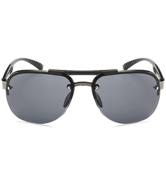 Round Men Large Pilot Sunglasses Male Shades UV400 Lens Fashion Vintage Eyewear - Full Gray - C2199QD2H29 $18.37