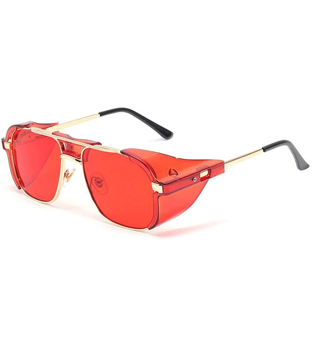 Square Punk Windproof Square Retro Sunglasses Men Women Fashion Party Sunglasses UV Protection Sunglasses - Red - C21944A9ROO...