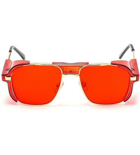 Square Punk Windproof Square Retro Sunglasses Men Women Fashion Party Sunglasses UV Protection Sunglasses - Red - C21944A9ROO...