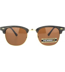 Square Polarized Lens Sunglasses Wood Print Bold Top Classic Designer Style UV 400 - Brown Gold (Brown) - CT1956RQAOT $23.13