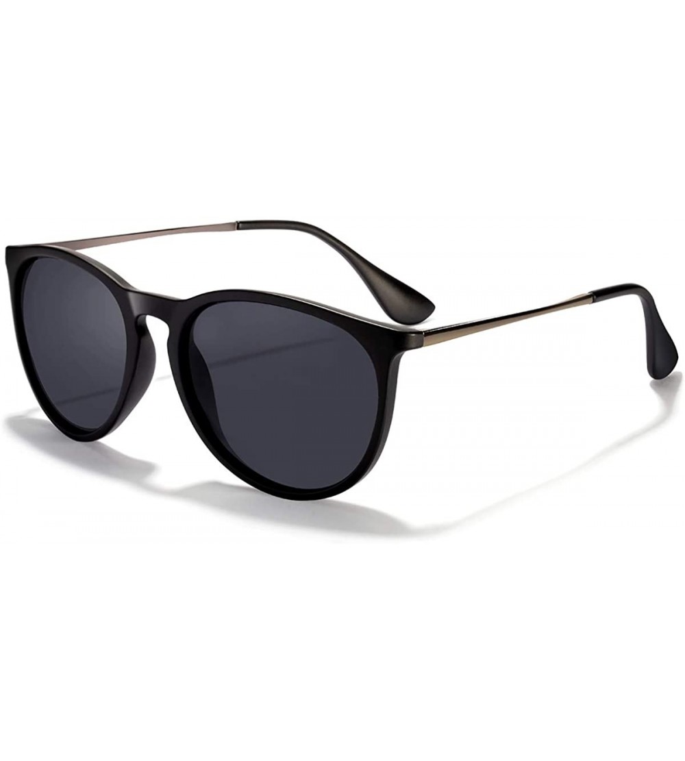 Round Sunglasses for Women Men Polarized uv Protection Fashion Vintage Round Classic Retro Aviator Mirrored Sun glasses - C11...