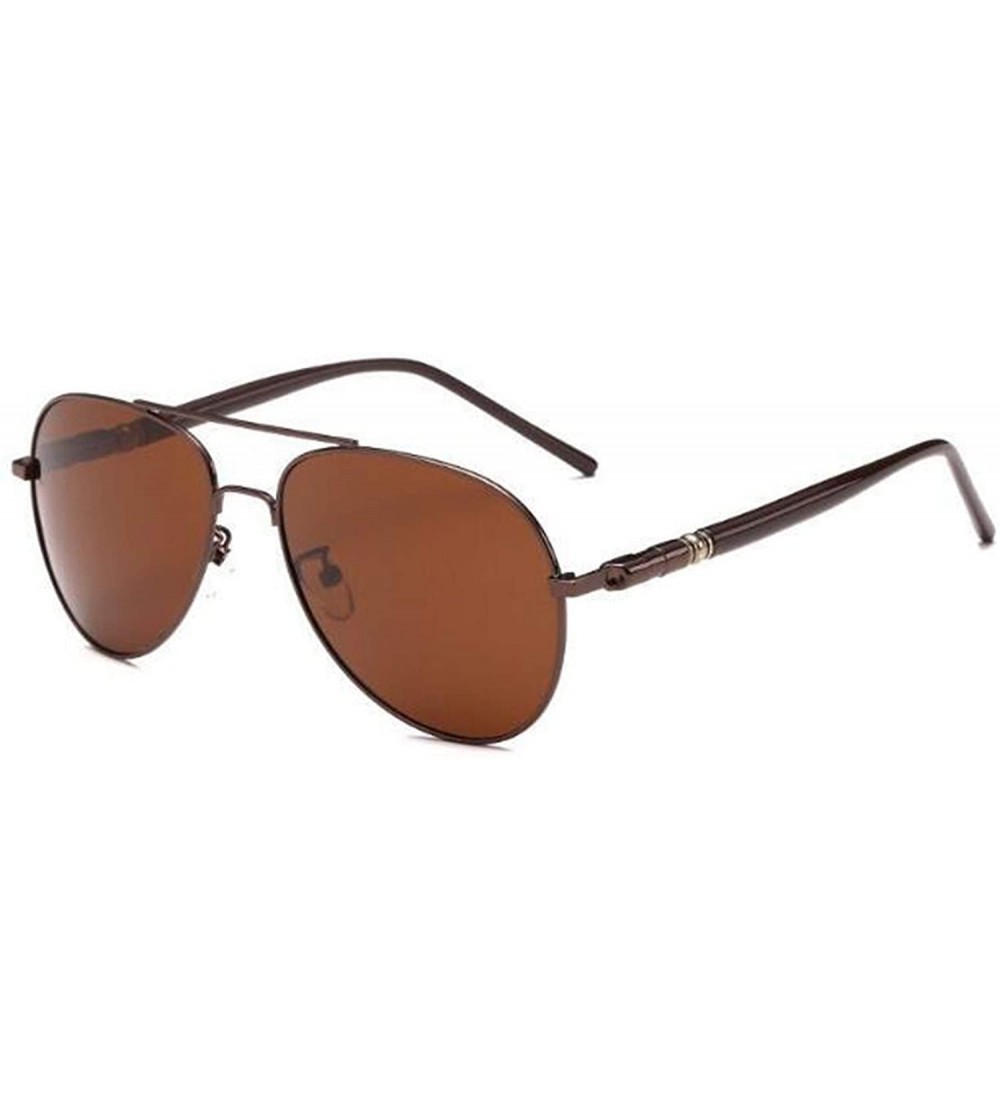 Aviator Classic Style Men Women Aviator Sunglasses Polarized Metal Mirror209 - Brown - CK18K5SUKSY $19.17