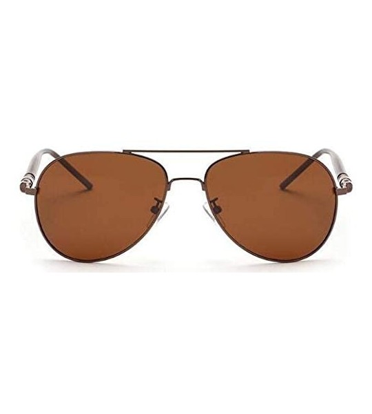 Aviator Classic Style Men Women Aviator Sunglasses Polarized Metal Mirror209 - Brown - CK18K5SUKSY $19.17