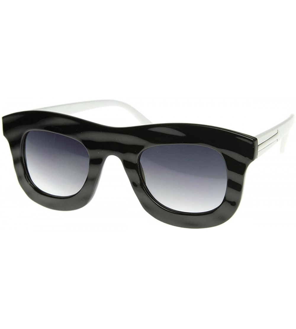 Aviator Stylish Unique Runway Fashion Bold Thick Frame Sunglasses (Black-White) - C01191BUSB7 $21.10