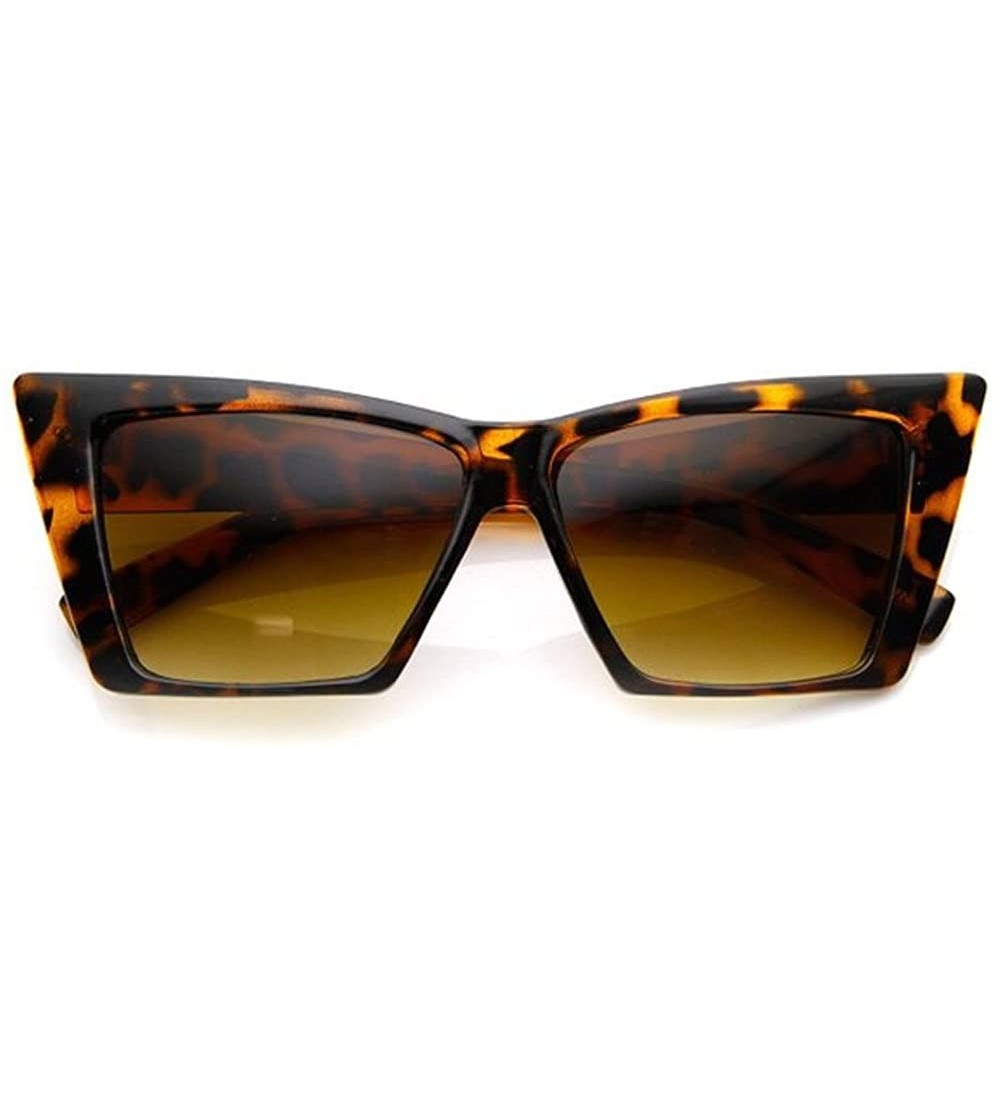 Oversized Women Fashion Oversized Cat Eye Rectangular Pointed Tortoise Brown Sunglasses - CS121SQQM1H $17.93