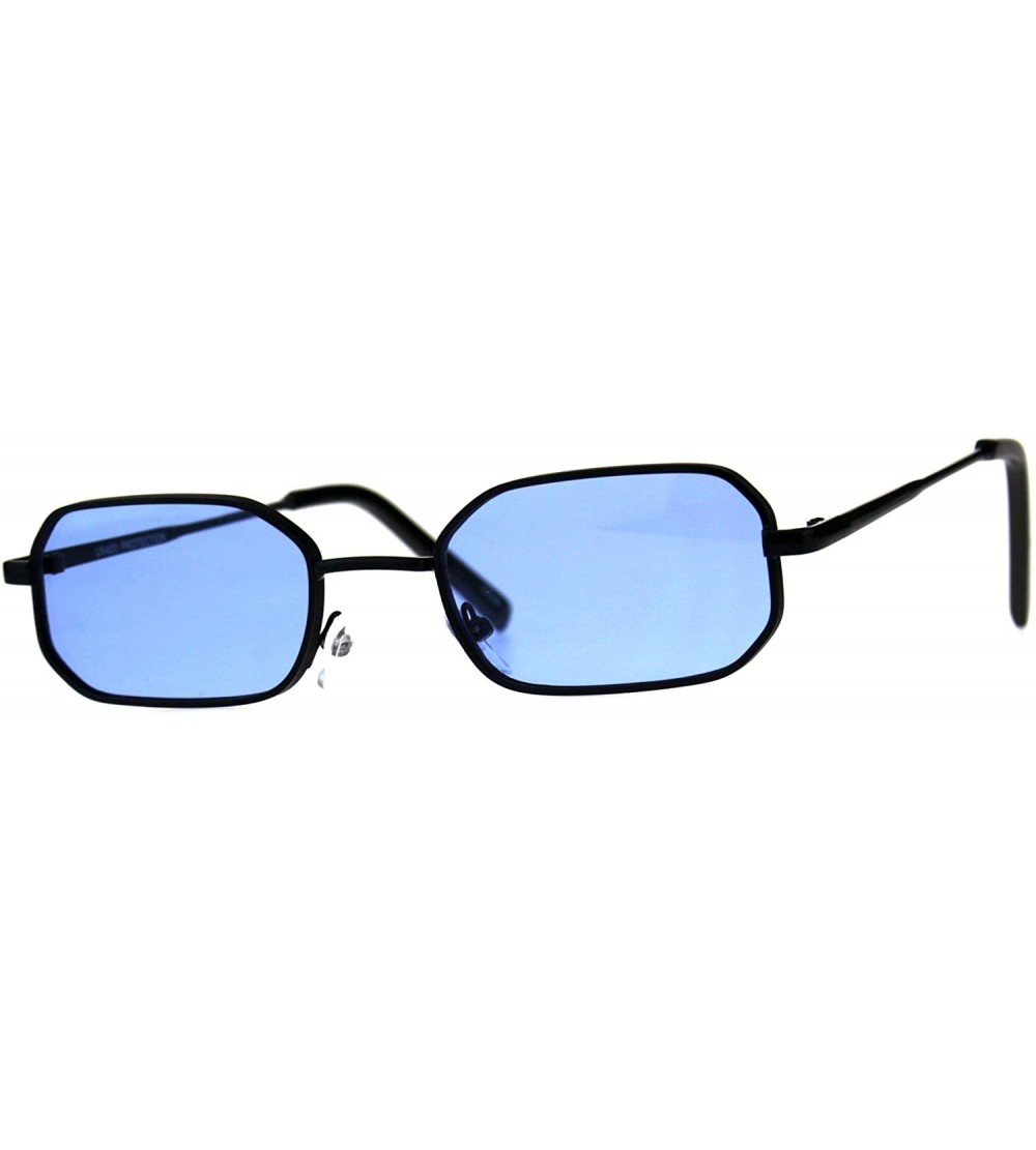 Rectangular Rectangular Heptagon Shape Sunglasses Unisex Indie Fashion UV 400 - Black (Blue) - CY18ENRM5ZE $19.98