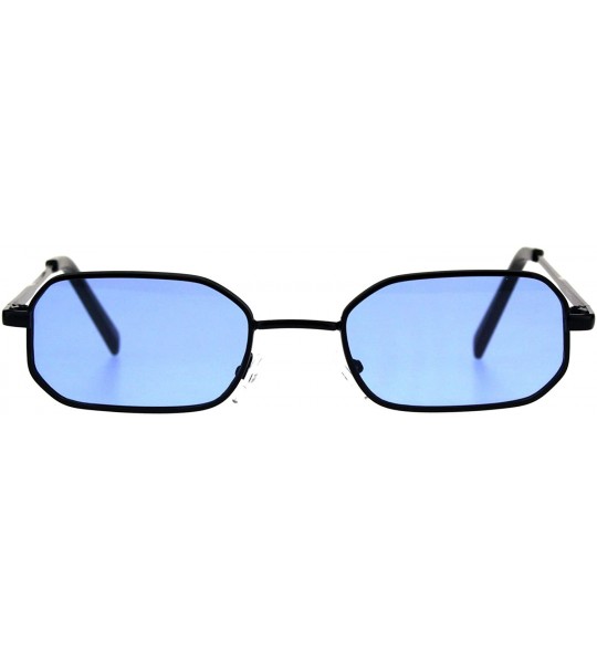 Rectangular Rectangular Heptagon Shape Sunglasses Unisex Indie Fashion UV 400 - Black (Blue) - CY18ENRM5ZE $19.98