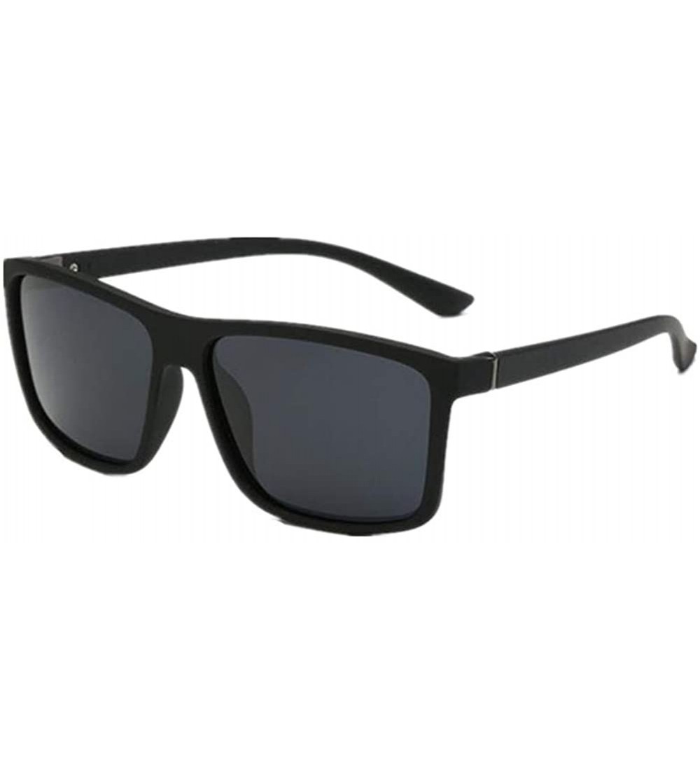 Rectangular Mens Vintage Rectangle Polarized Sunglass Women Driving Anti-UV Glasses Eyewear - Black - CM18HDA3IOA $19.22