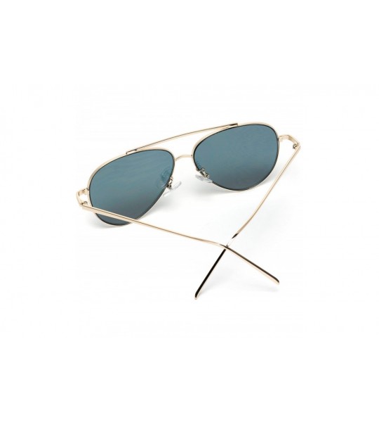 Shield Mirror Pink Lens Cute Women Large Aviator Sunglasses - Gold Frame / Pink Pop Mirrored Lens - CM12OBE7IW8 $26.28