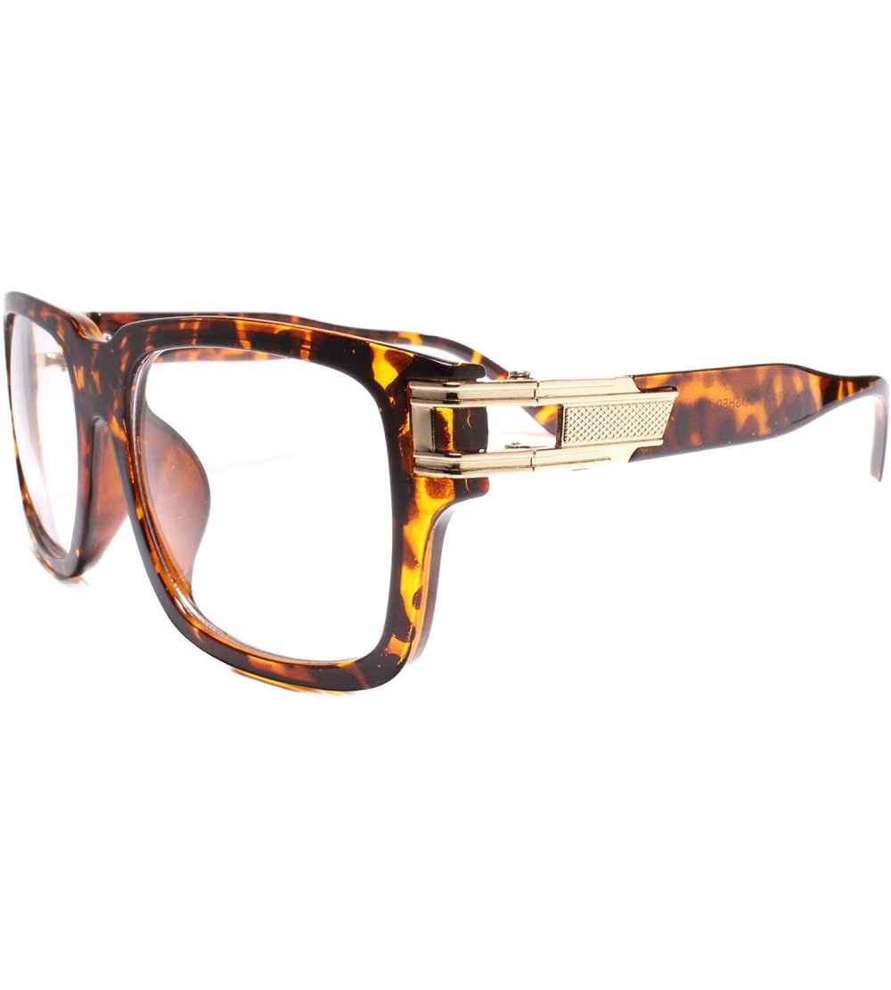 Square Hip Hop Clear Lens Square Eye Glasses - Tortoise - CE18UQELDIZ $23.69