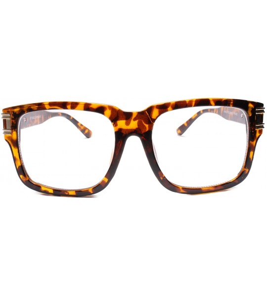 Square Hip Hop Clear Lens Square Eye Glasses - Tortoise - CE18UQELDIZ $23.69