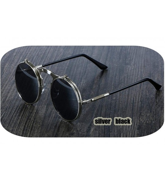 Square 3057 Steampunk Sunglasses Round Metal Women Style Retro Flip Circular Double Sun Glasses Men CIRCLE - C0199CCX7W6 $54.57